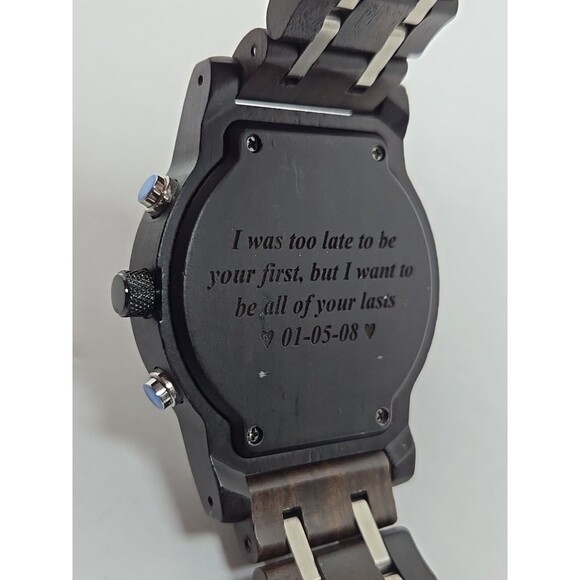 Unbranded Wooden Watch Quartz Chronograph Date Brown Dial New Battery 44 mm Mens - Picture 11 of 11